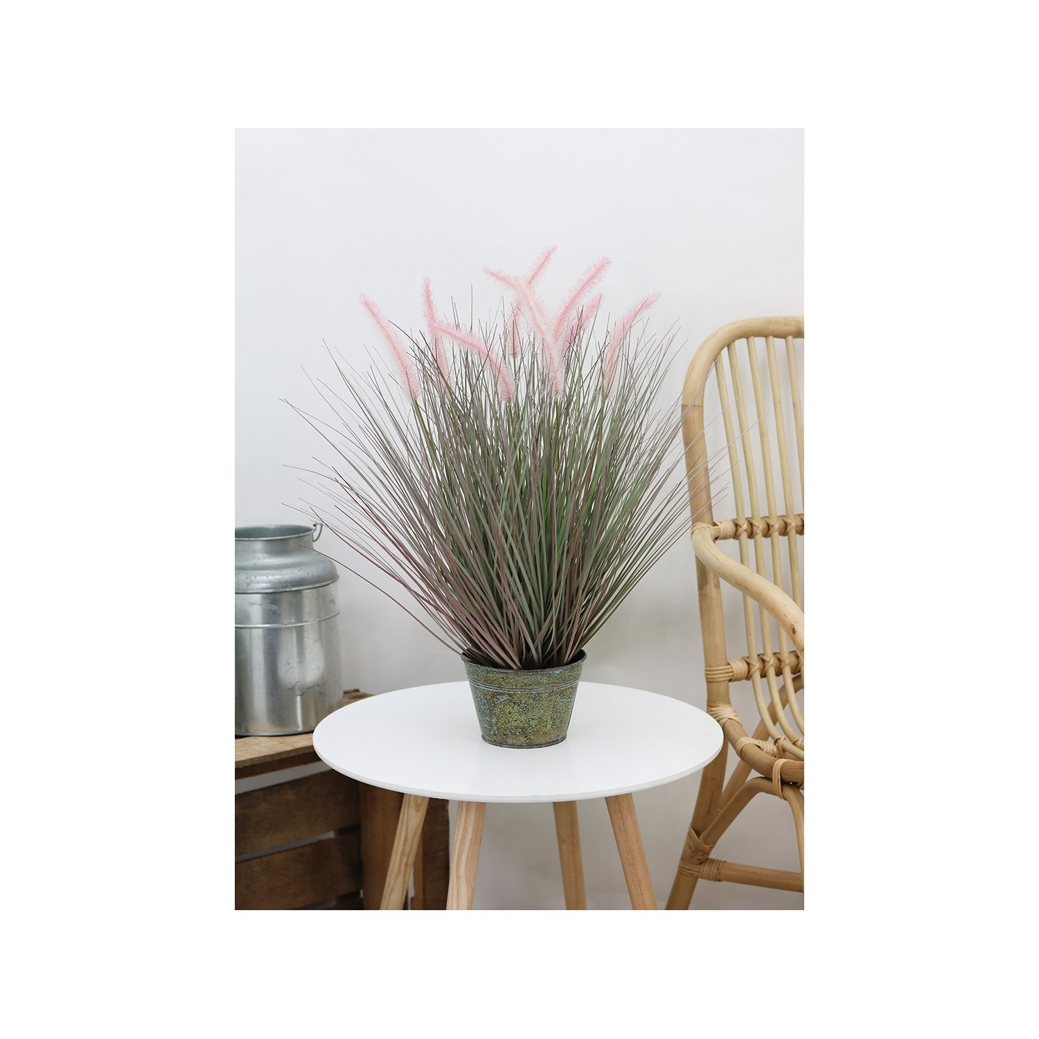 Graminées joncs artificiels pot métal Ligne Déco Graminées joncs artificiels pot métal Ligne Déco