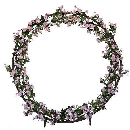Arche géante ronde de roses artificielles roses Diam 200 cm
