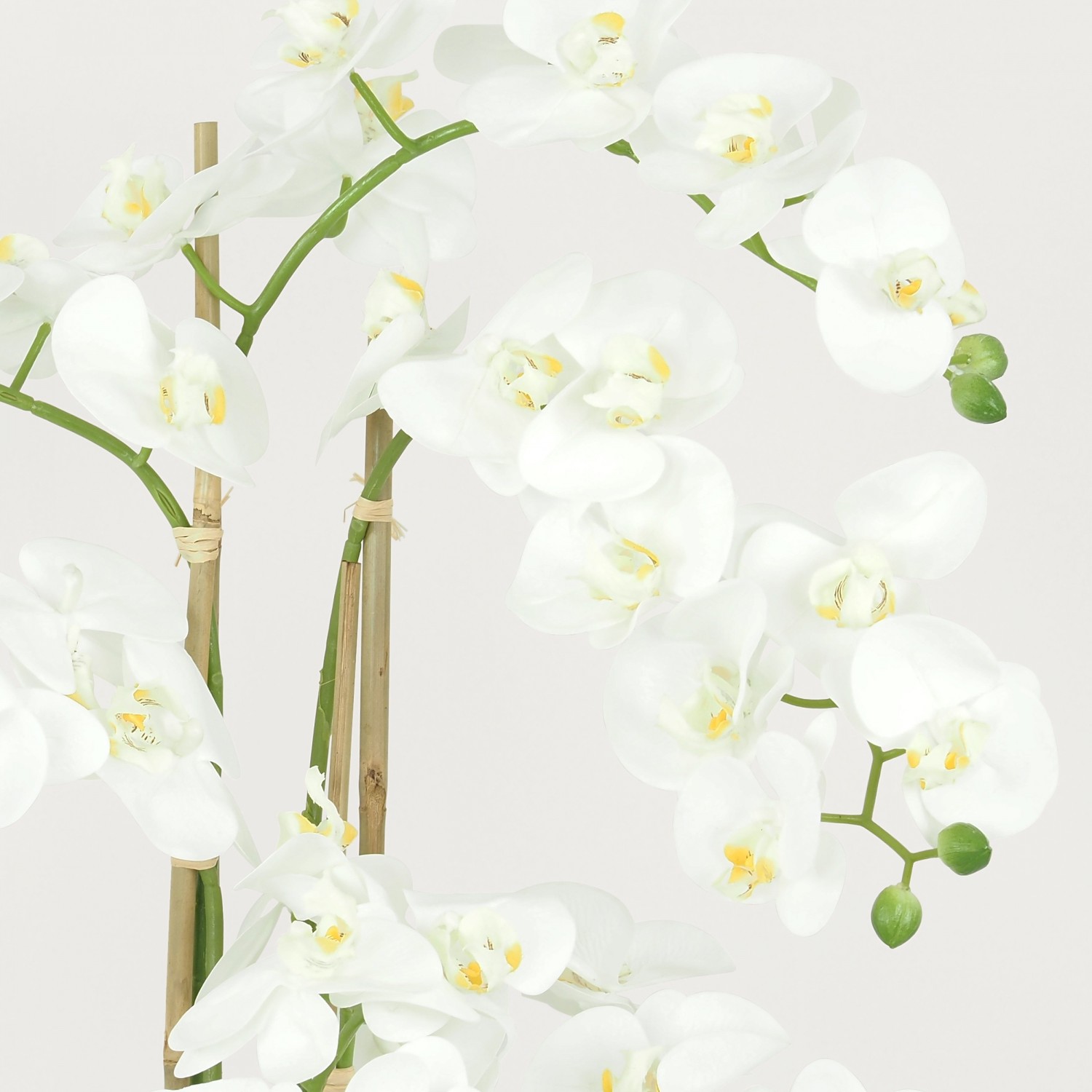 Orchidées artificielles pot blanc et or 80cm focus zoom