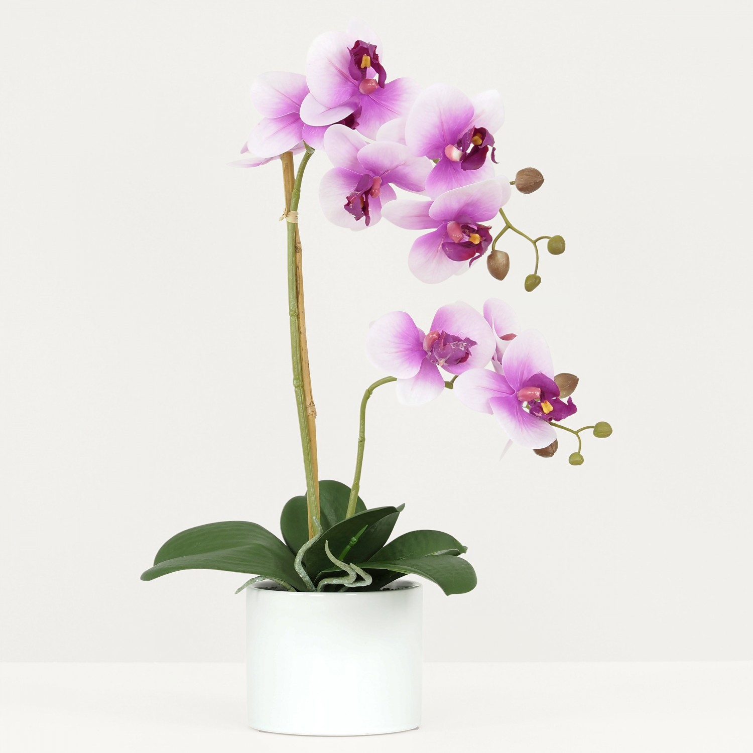 Plante Fleur Artificielle Orchidée Toucher Naturel, Pot Céramique, H.55cm | KALINDA