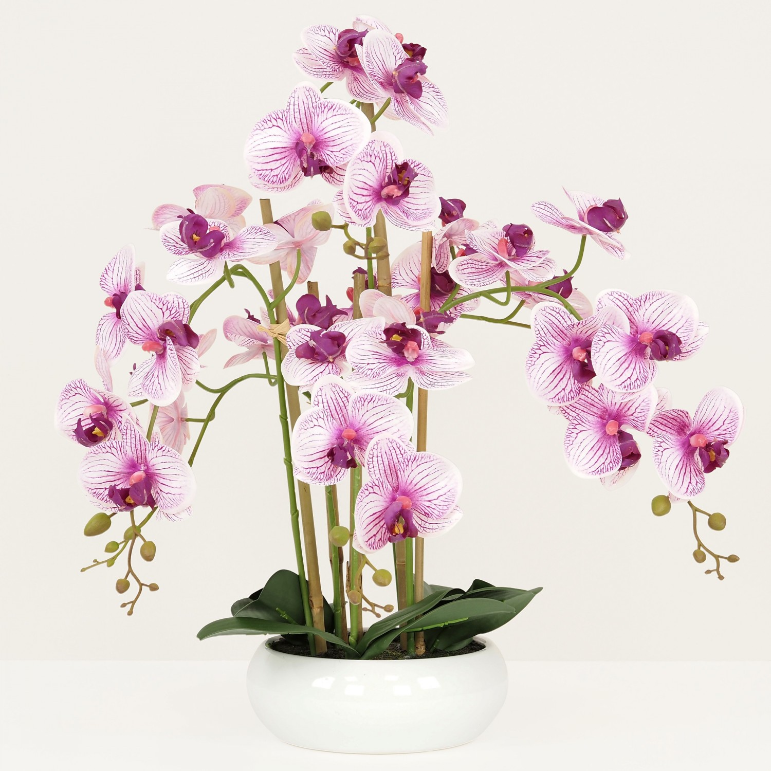 Plante Fleur Artificielle Orchidée Toucher Naturel, Coupe Céramique, H.55cm | ORCHIDEA