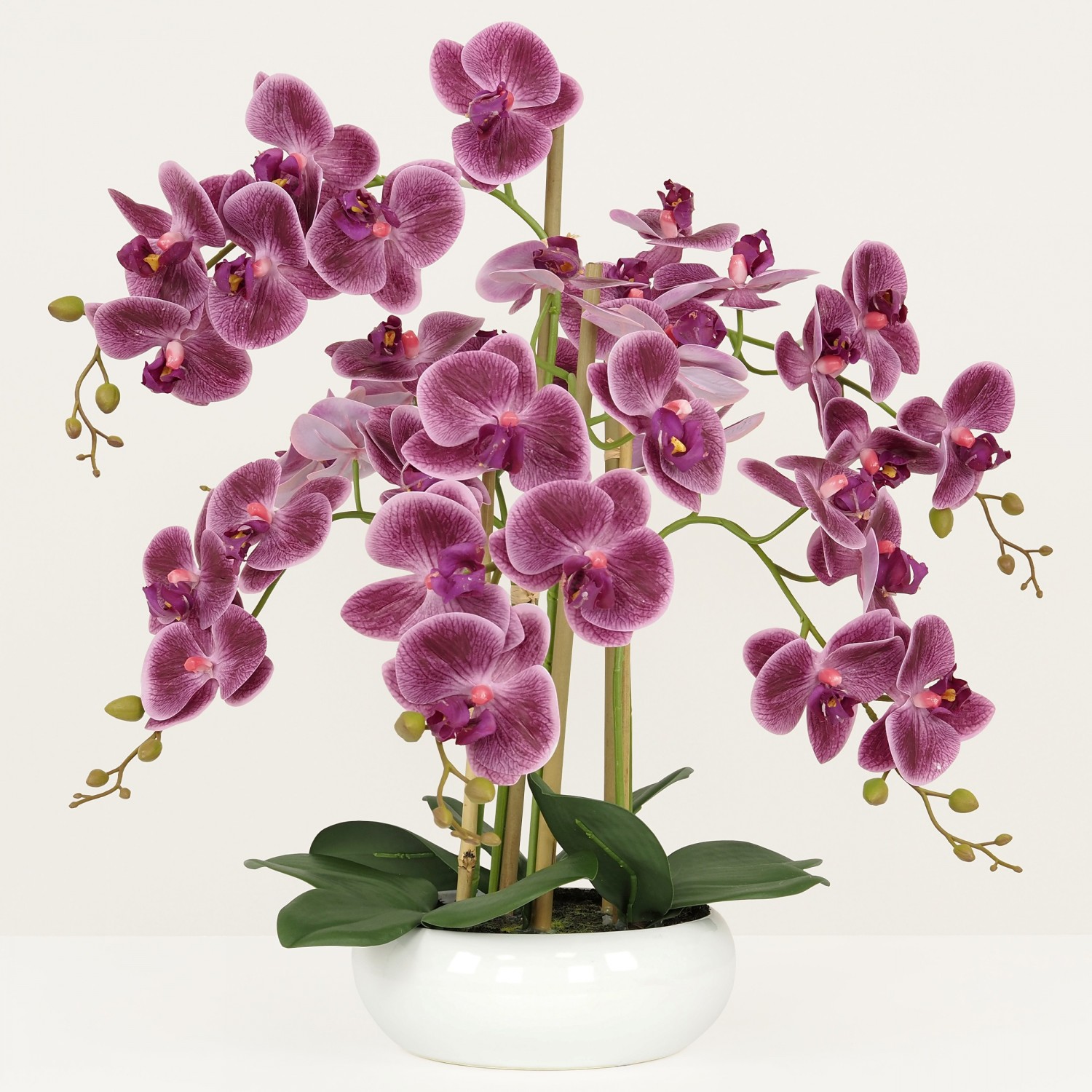 Plante Fleur Artificielle Orchidée Toucher Naturel, Coupe Céramique, H.55cm | ELENOA