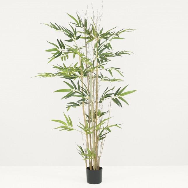 Bambou artificiel 3 troncs naturels 150cm sur fond gris