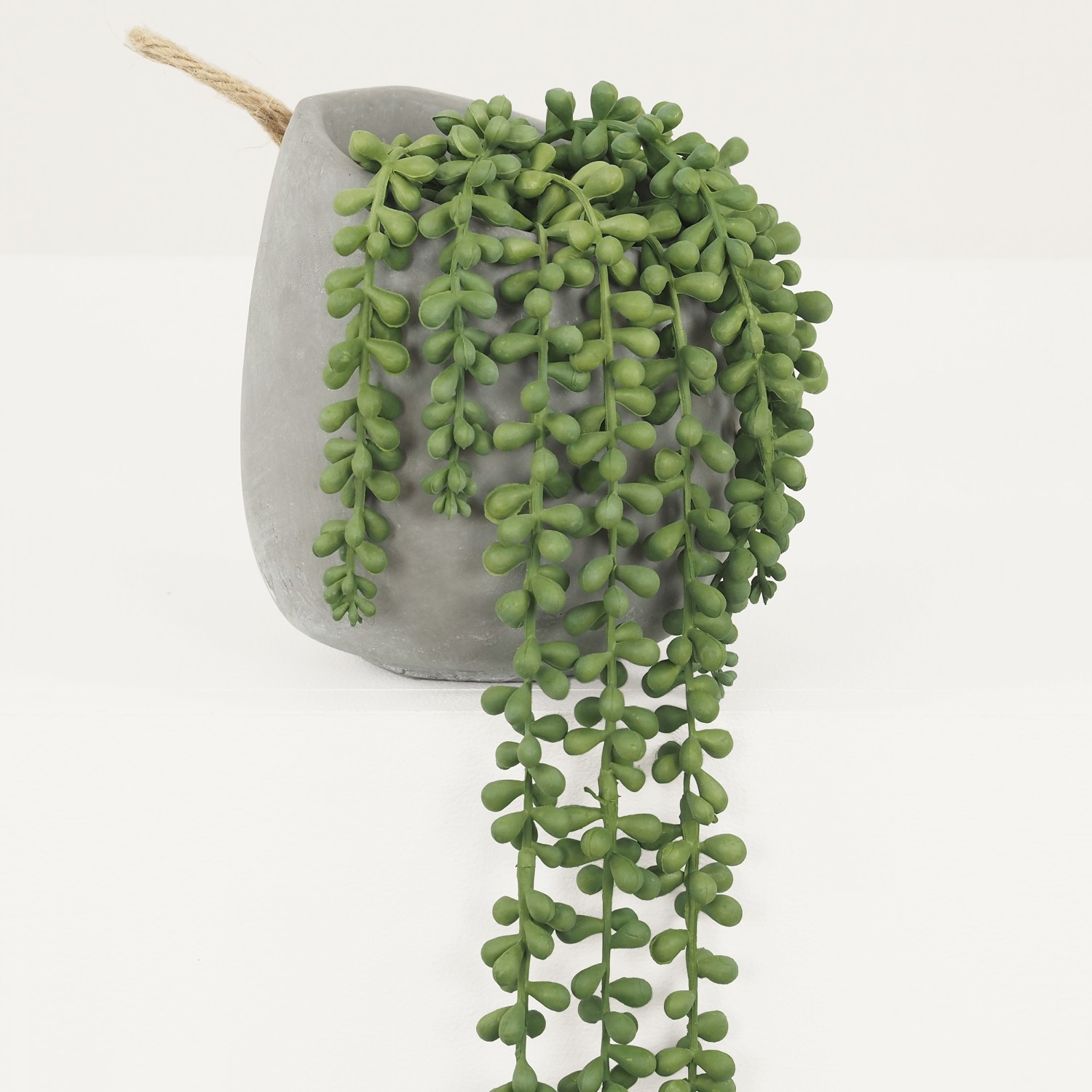 Plante Verte Artificielle Succulente Retombante Murale ou à Poser, Pot Ciment, H.65cm | LEYA