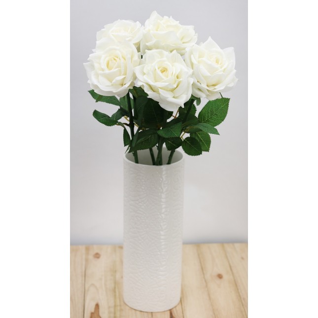 Tiges de roses blanches artificielles Ligne Déco