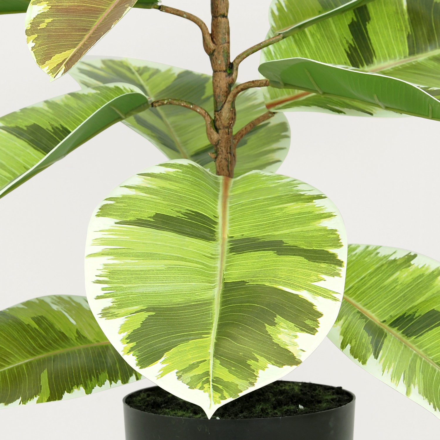 Plante verte artificielle caoutchouc 65 cm vue zoomée