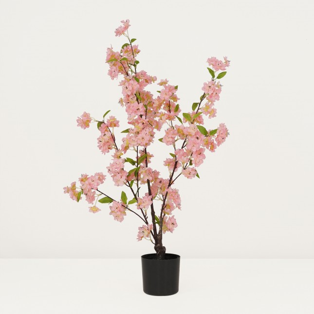 Cerisier artificiel rose 80cm sur fond gris