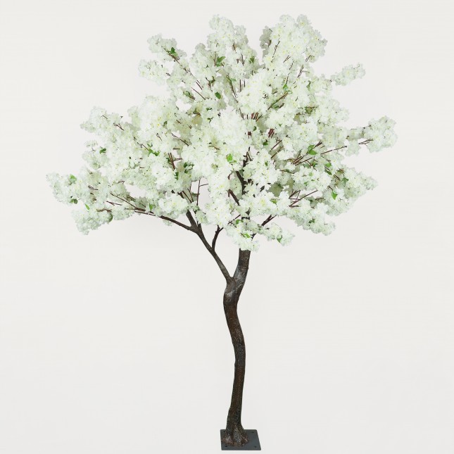 Cerisier artificiel blanc 270cm sur fond beige