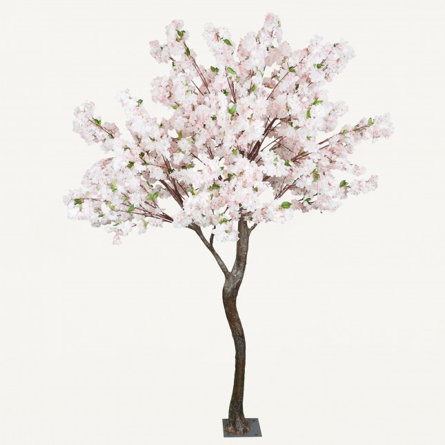 Cerisier artificiel rose 270cm sur fond beige