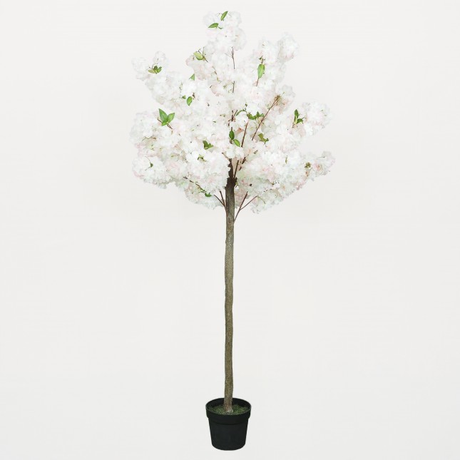 Cerisier artificiel rose clair 180cm sur fond beige