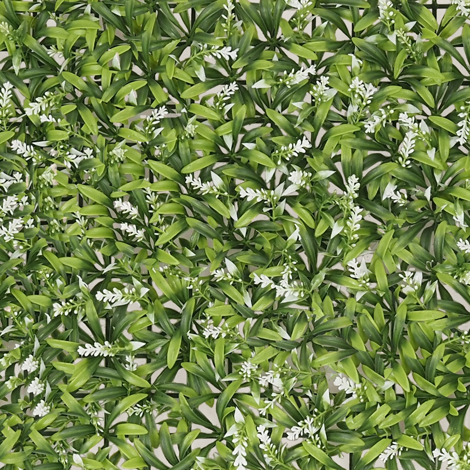 Mur végétal artificiel de feuillage et fleurs 40cm focus zoom