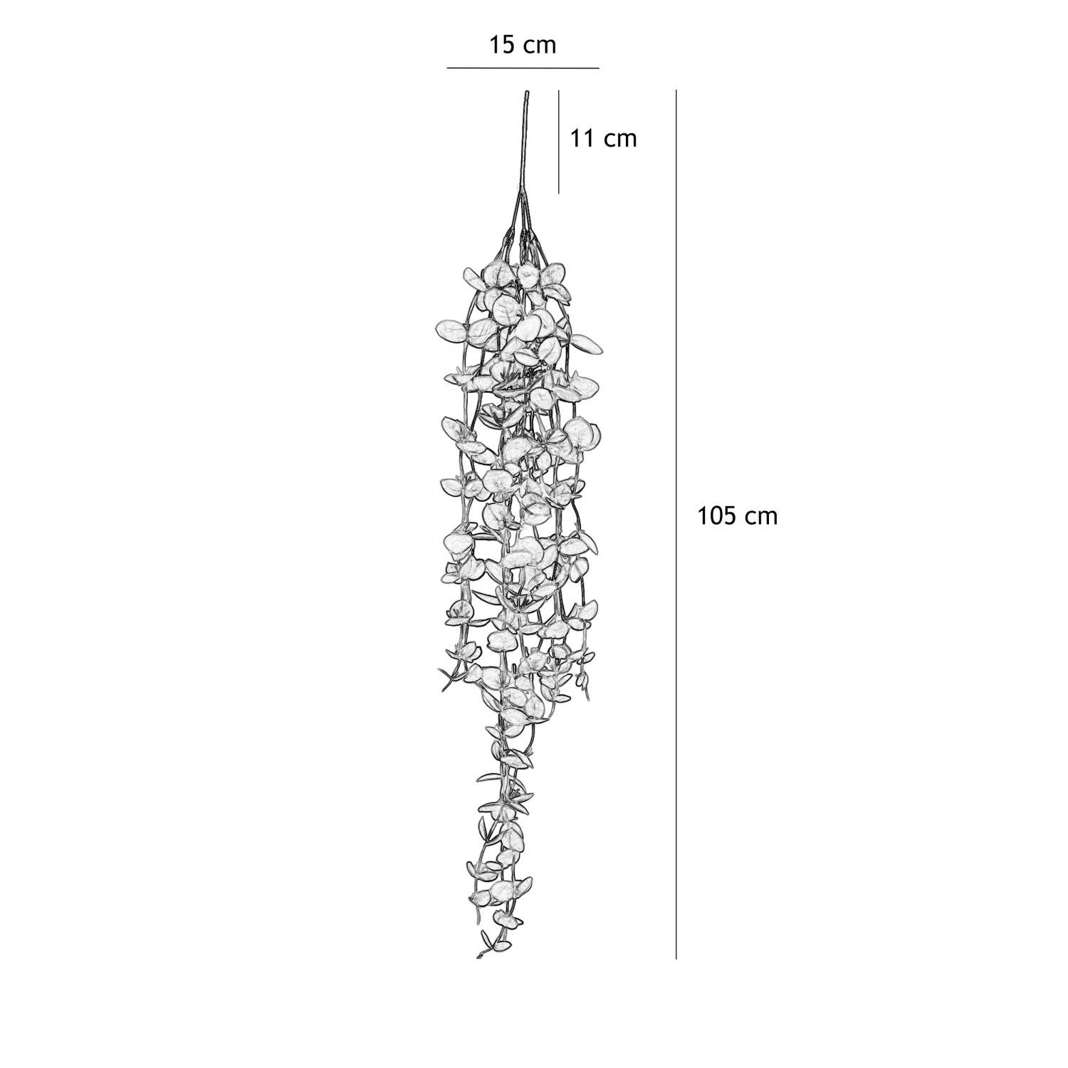 Chute plante artificielle d'eucalyptus 105cm graphique avec les dimensions
