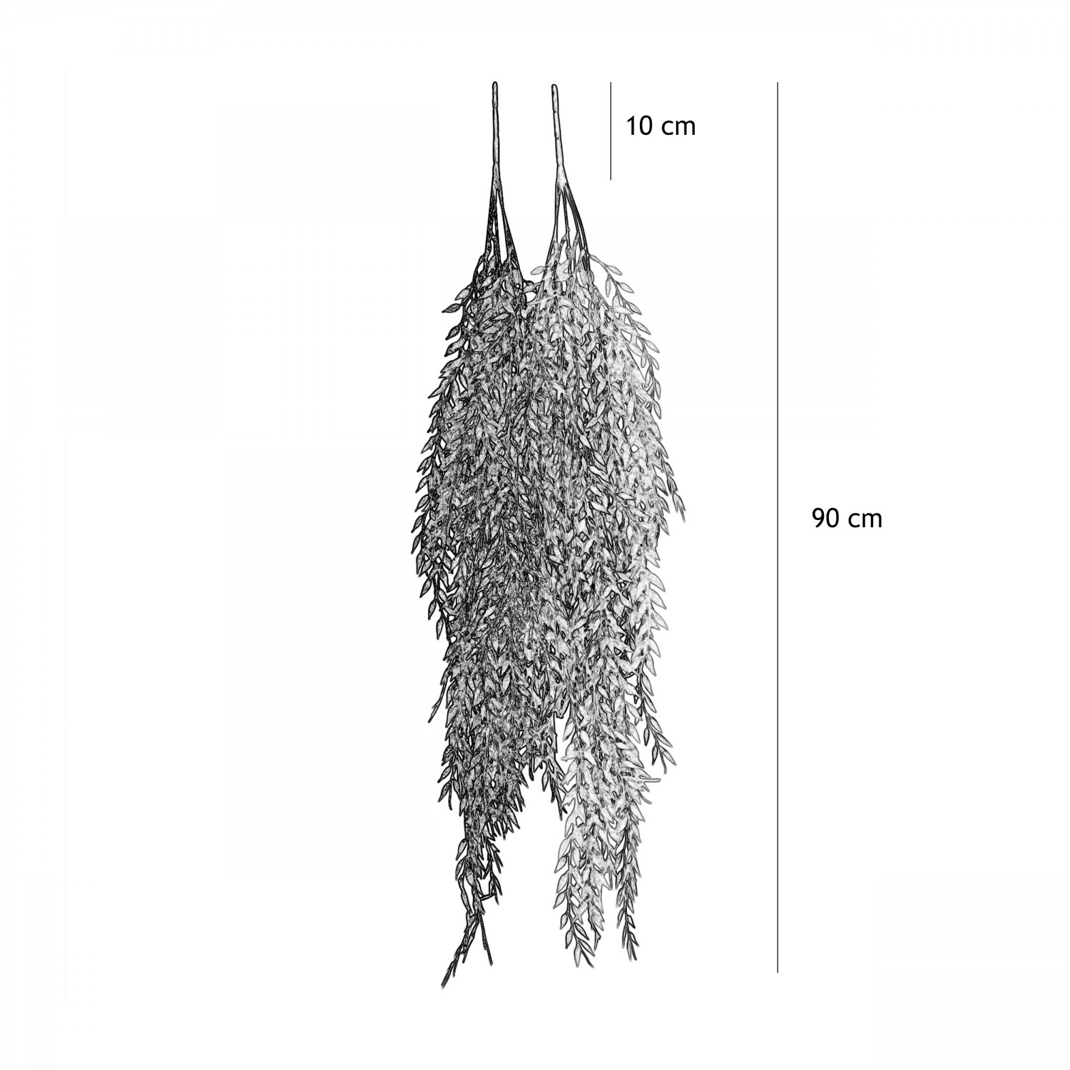 Chute plante artificielle bambou 90cm lot de 2 graphique avec les dimensions