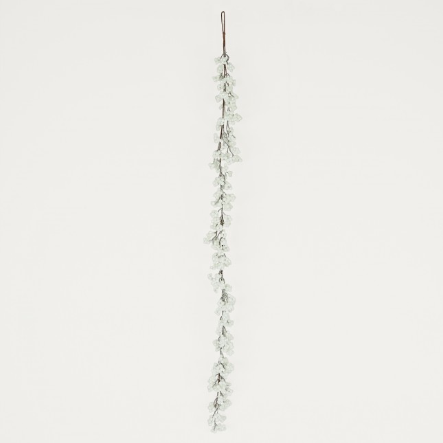 Guirlande noël artificielle baies blanches 120cm sur fond beige