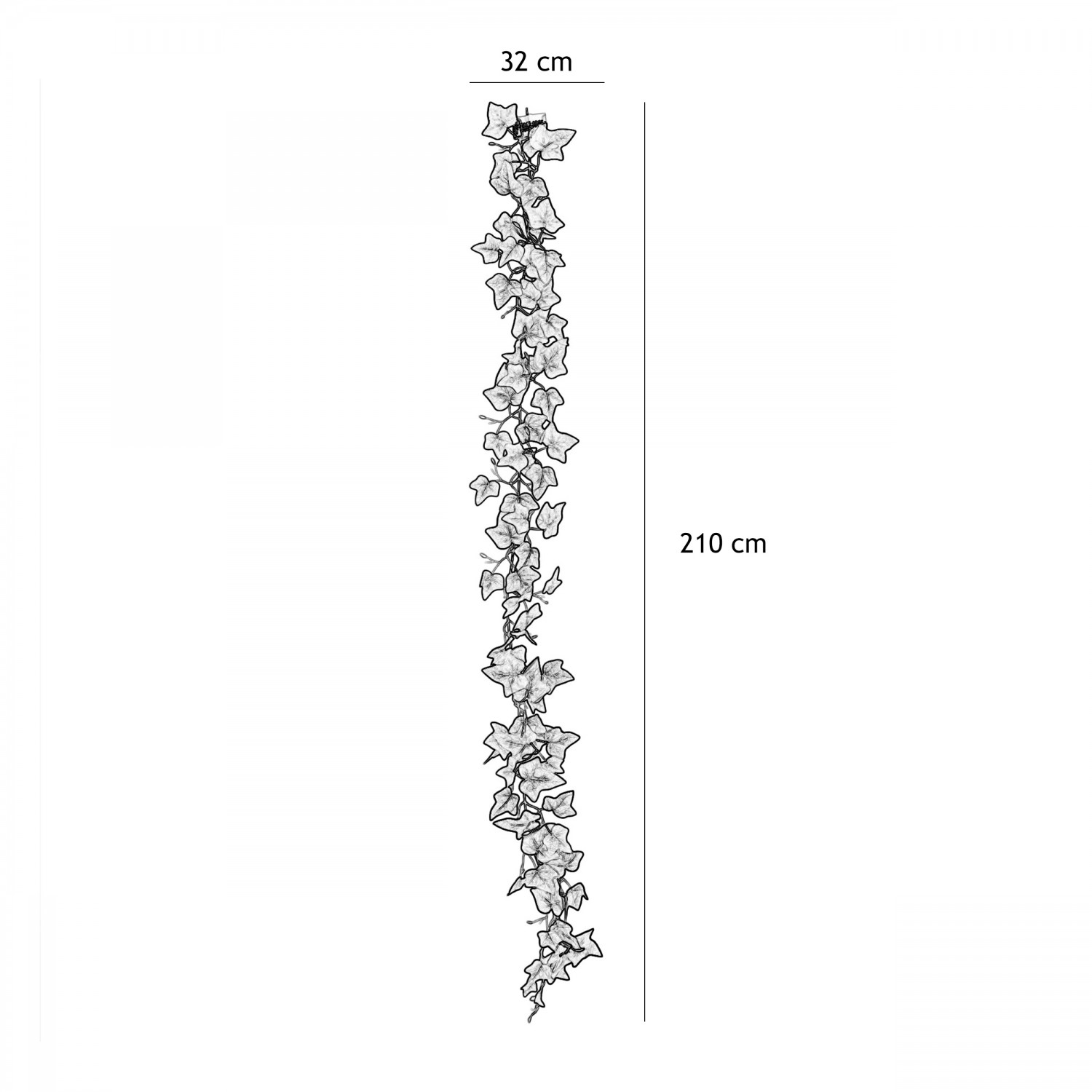 Chute plante artificielle de vigne 210cm graphique avec les dimensions