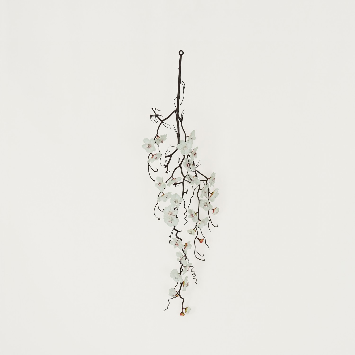 Chute plante artificielle cerisier blanc 78cm lot de 3 sur fond beige