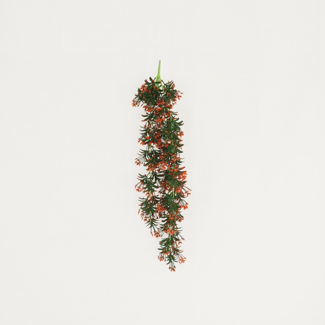 Chute plante artificielle rouge 90cm lot de 2 sur fond beige