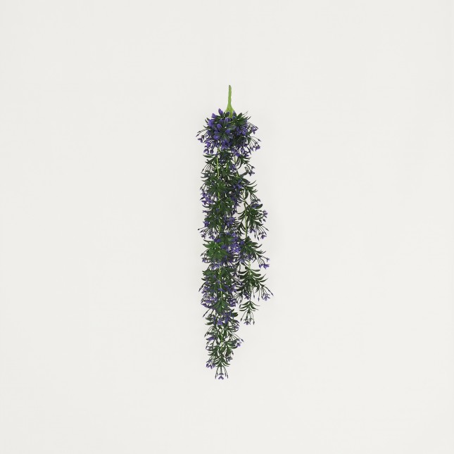 Chute plante artificielle violet 90cm lot de 2 sur fond beige
