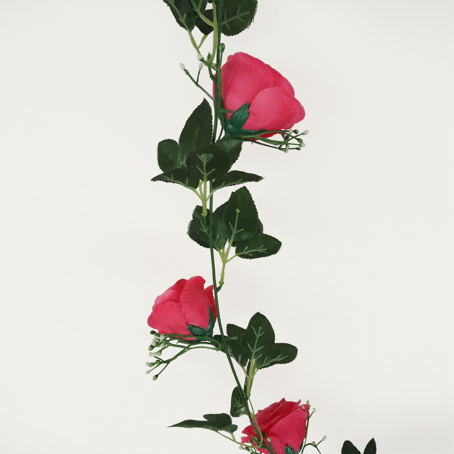 Guirlande de rose artificielle rose 150cm lot de 2 focus zoom fleurs
