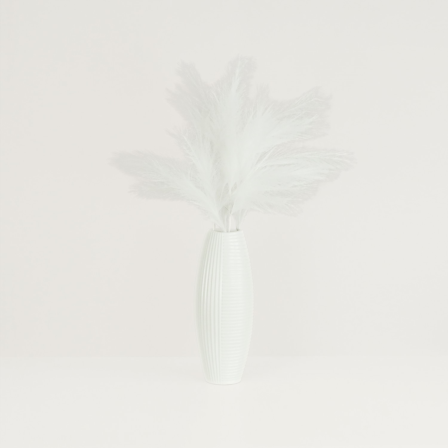 Plumeau artificiel blanc lot de 3 110cm dans un vase blanc