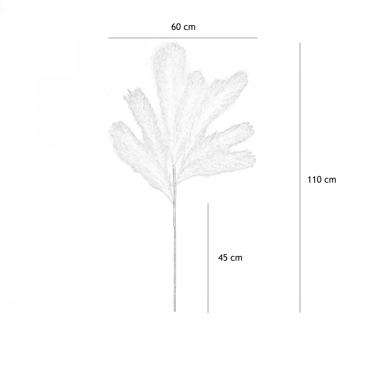 Plumeau artificiel blanc lot de 3 110cm graphique avec les dimensions