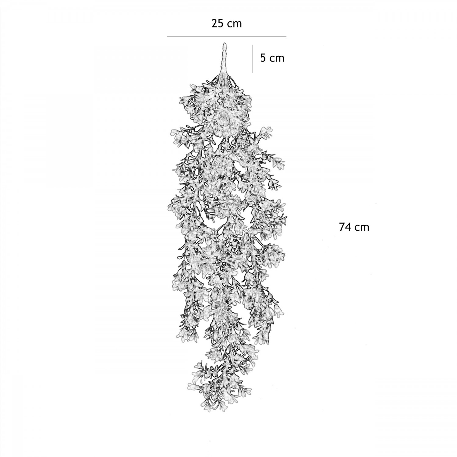 Chute plante artificielle de buis 74cm lot de 2 graphique avec les dimensions
