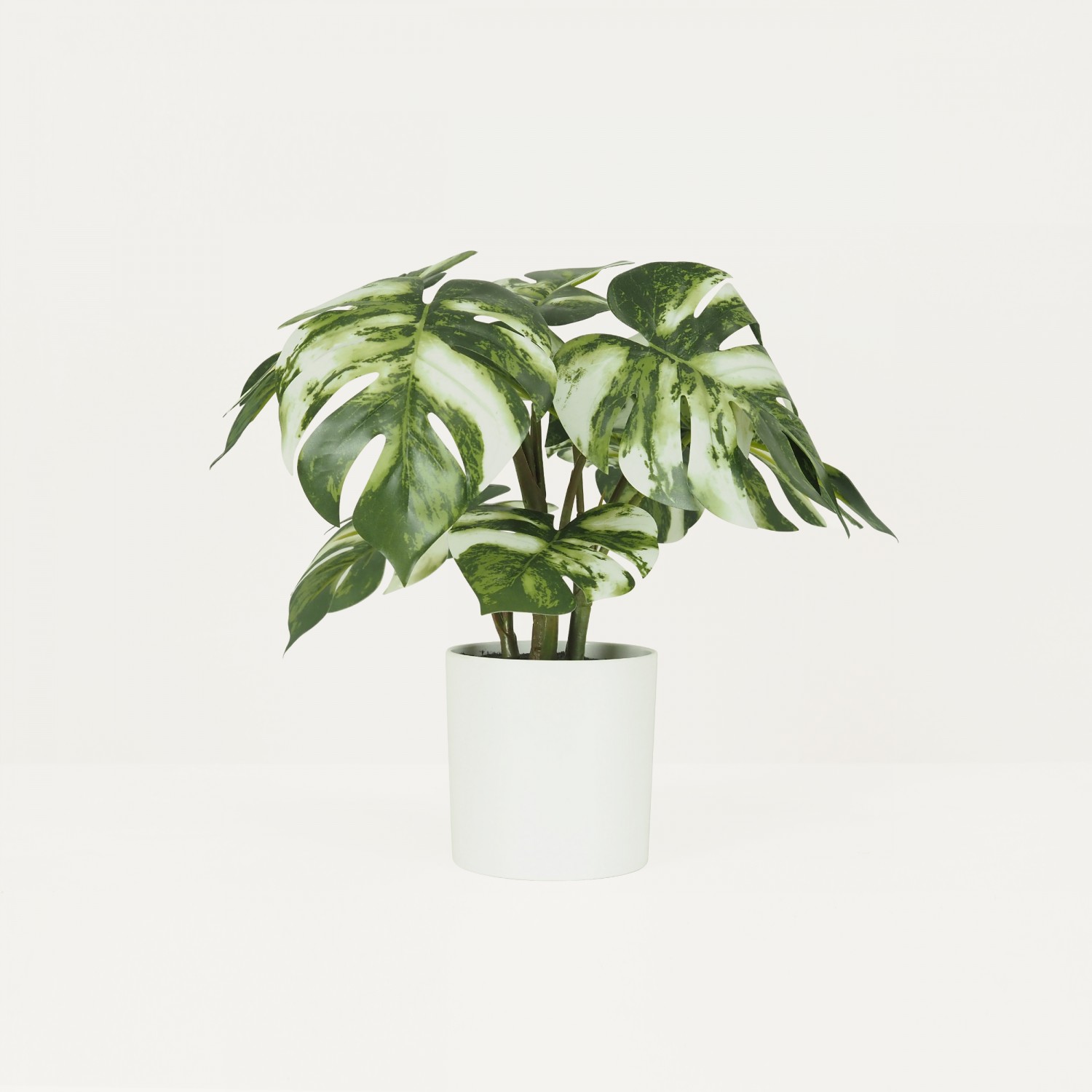 Monstera artificiel variegata toucher naturel 35cm sur fond beige