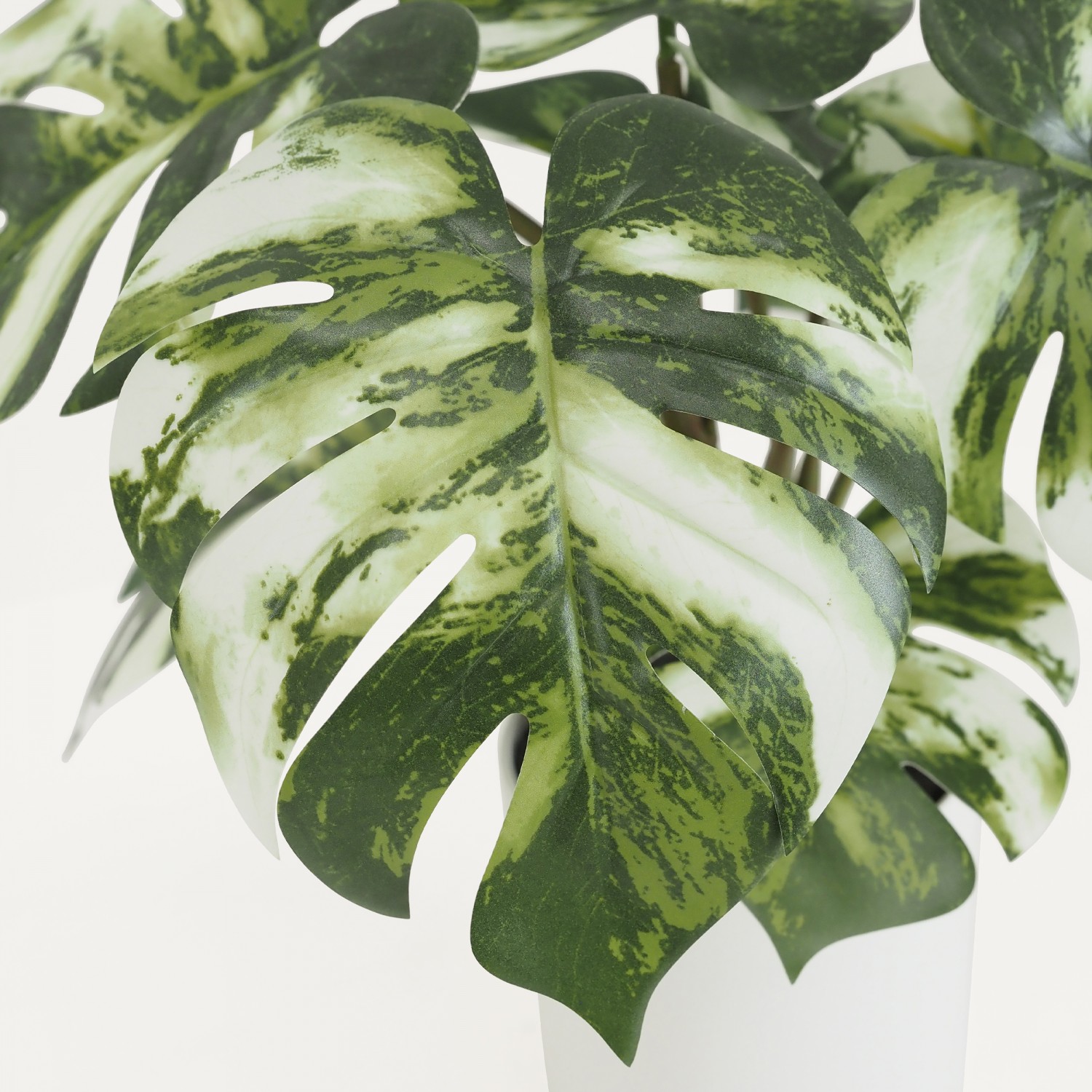 Monstera artificiel variegata toucher naturel 35cm focus zoom feuilles