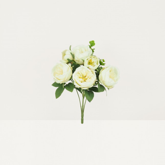 Bouquet artificiel de pivoines 32cm blanc lot de 2 sur fond beige