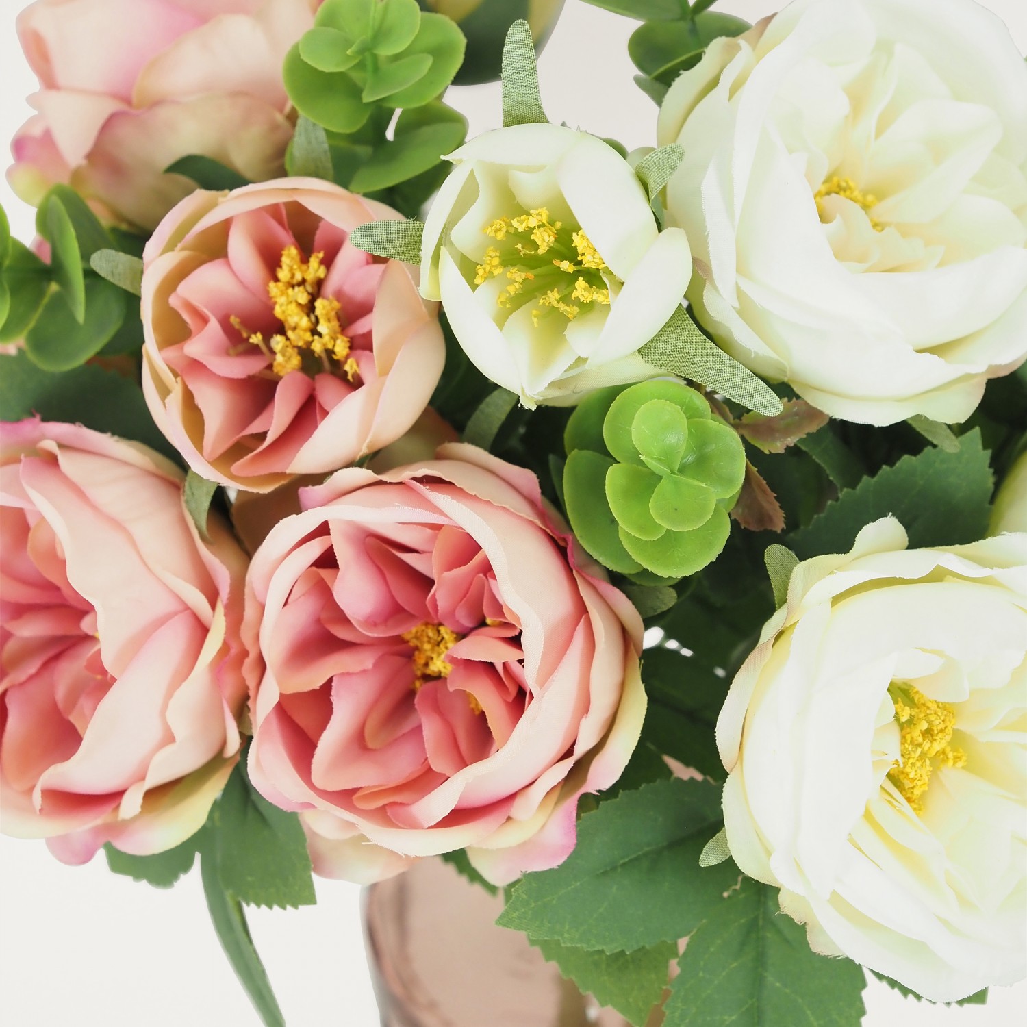 Bouquet artificiel de pivoines 32cm blanc lot de 2 focus zoom fleurs mélange de bouquet