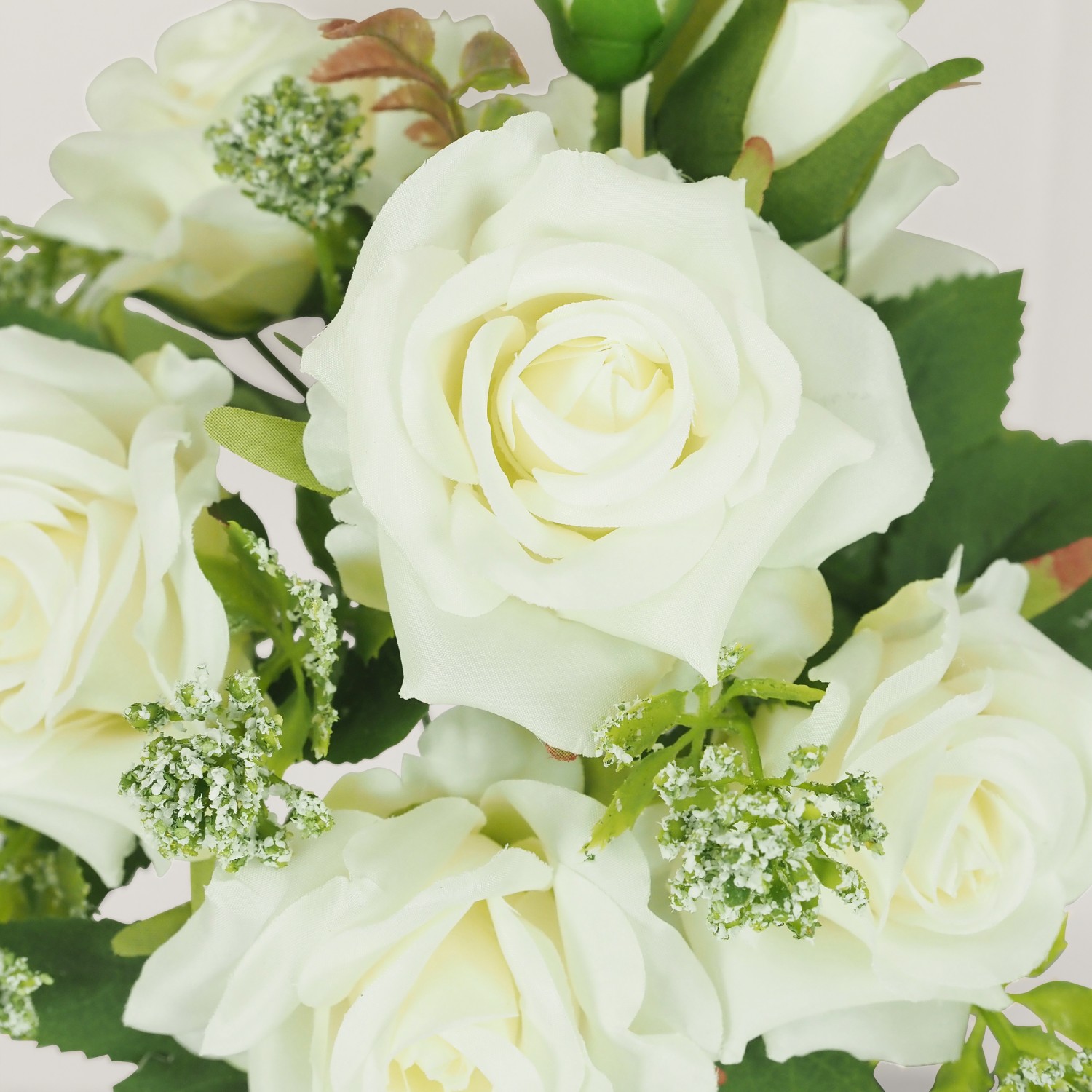 Bouquet artificiel de roses 32cm blanc lot de 2 focus zoom fleurs