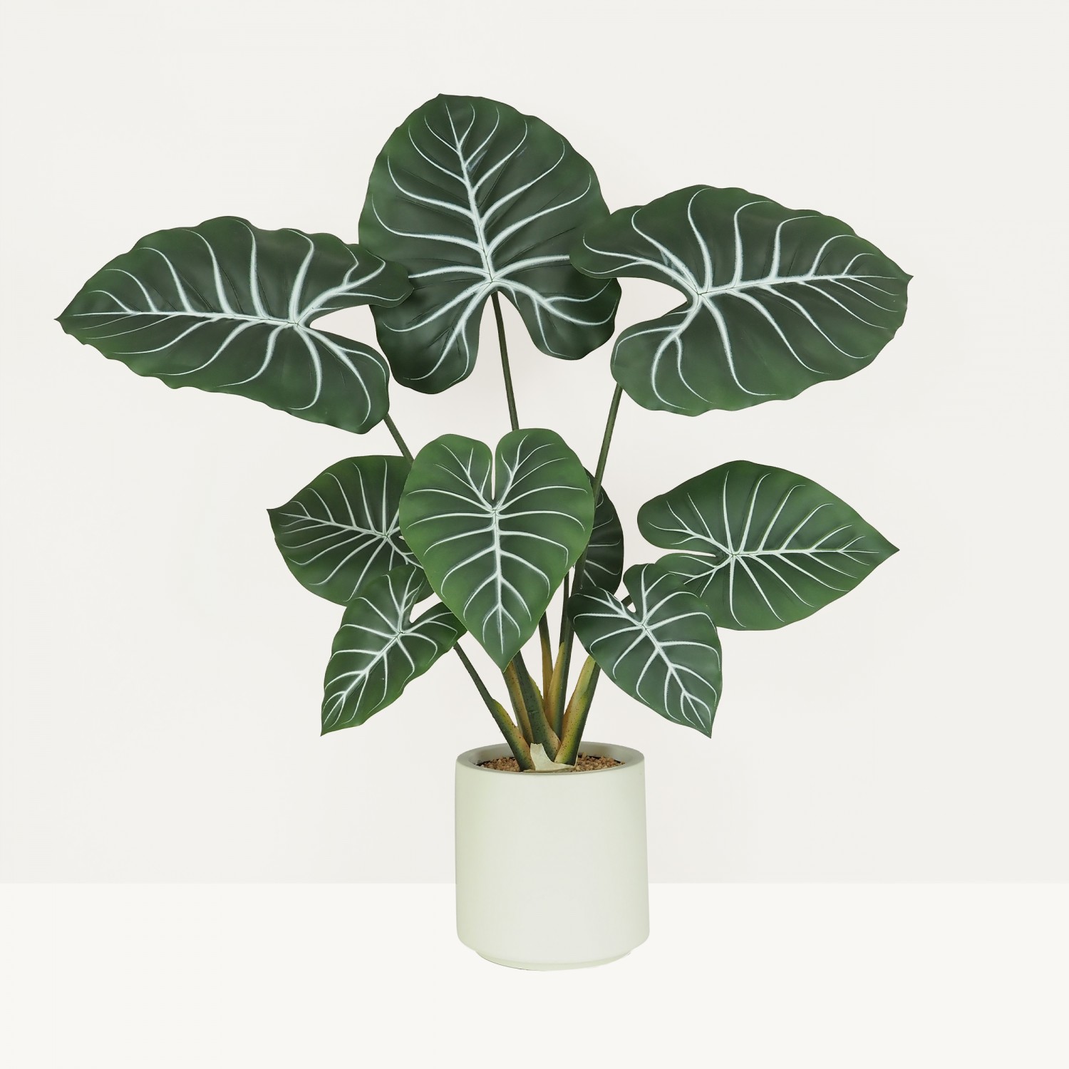 Plante taro artificiel 85cm sur fond beige