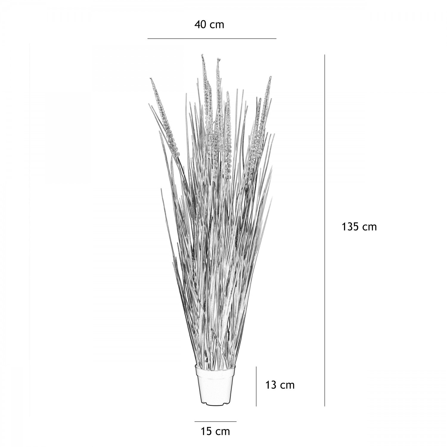 Graminées artificielles 135cm graphique avec les dimensions