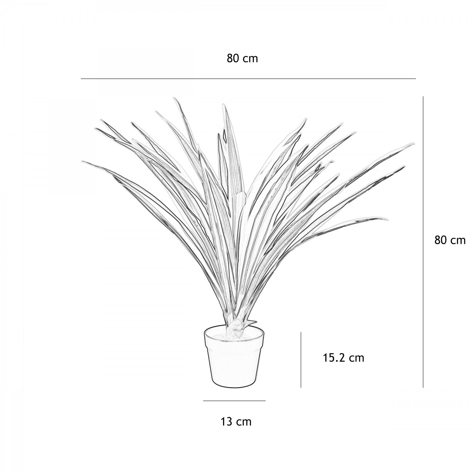 Dracena artificiel toucher naturel 80cm graphique avec les dimensions