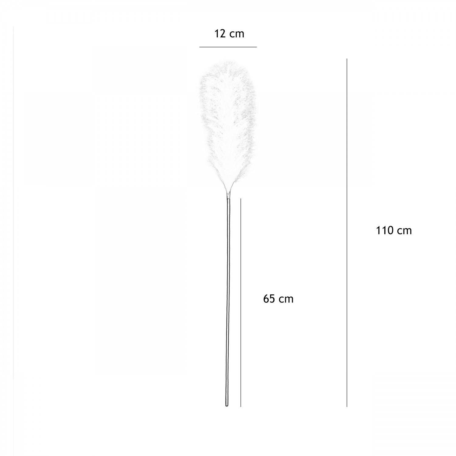 Plumeau artificiel blanc 105cm lot de 3 graphique avec les dimensions