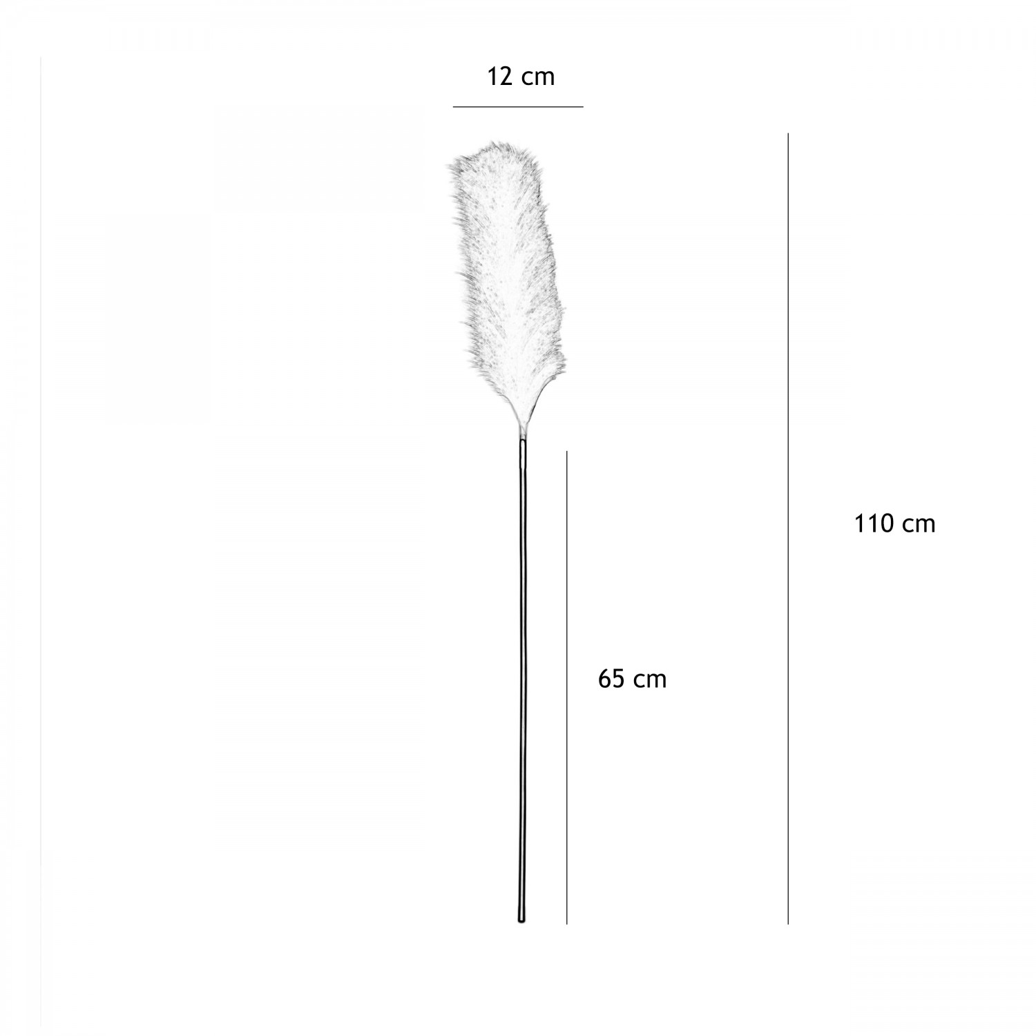 Plumeau artificiel crème 105cm lot de 3 graphique avec les dimensions