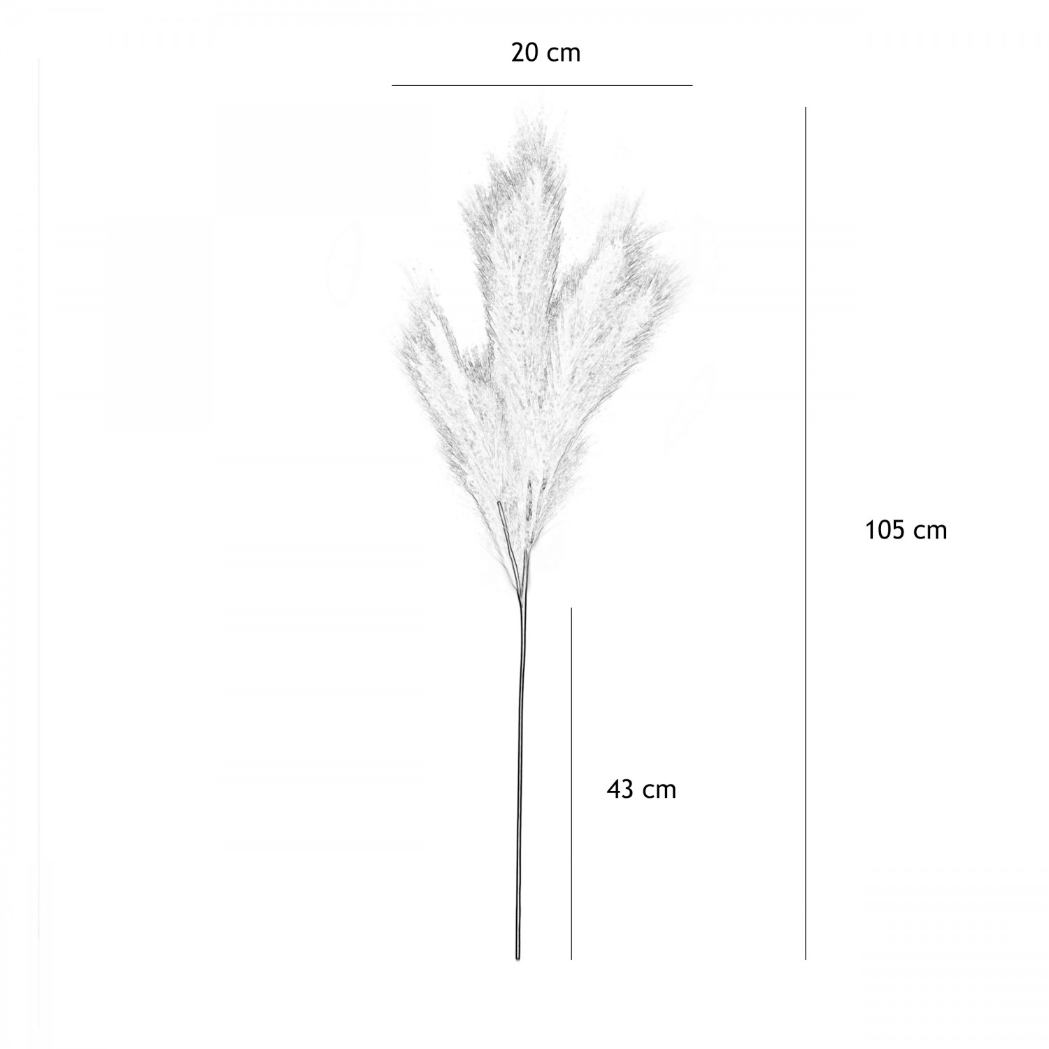 Plumeau artificiel rose 110cm lot de 3 graphique avec les dimensions