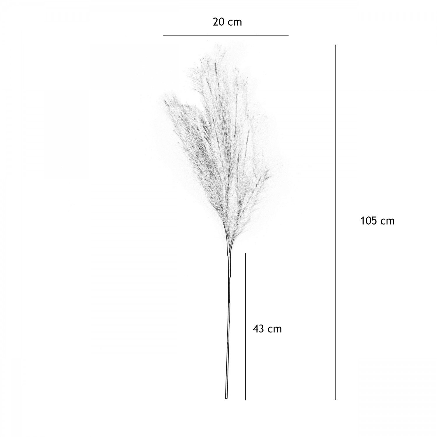 Plumeau artificiel pourpre 110cm lot de 3 graphique avec les dimensions