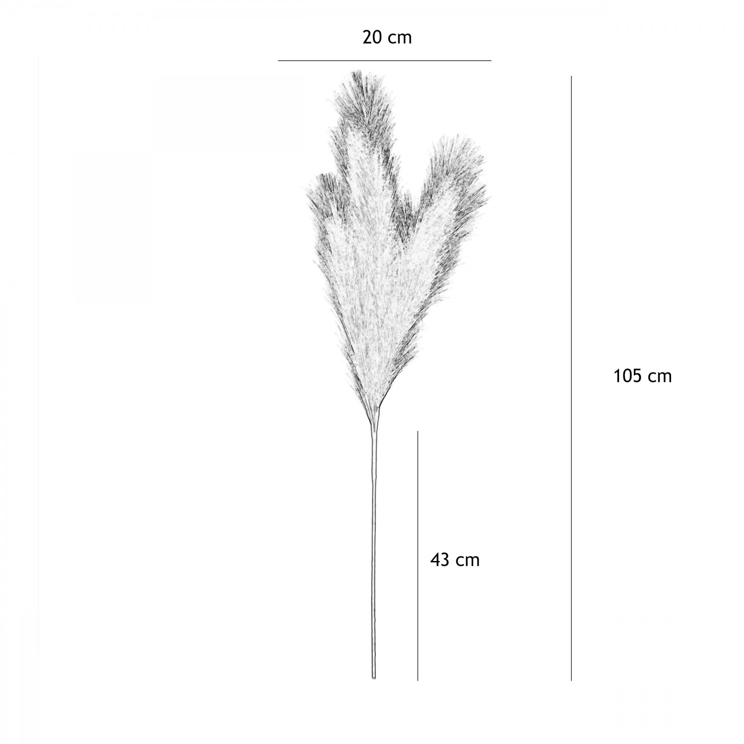 Plumeau artificiel rouge rosé 110cm lot de 3 graphique avec les dimensions