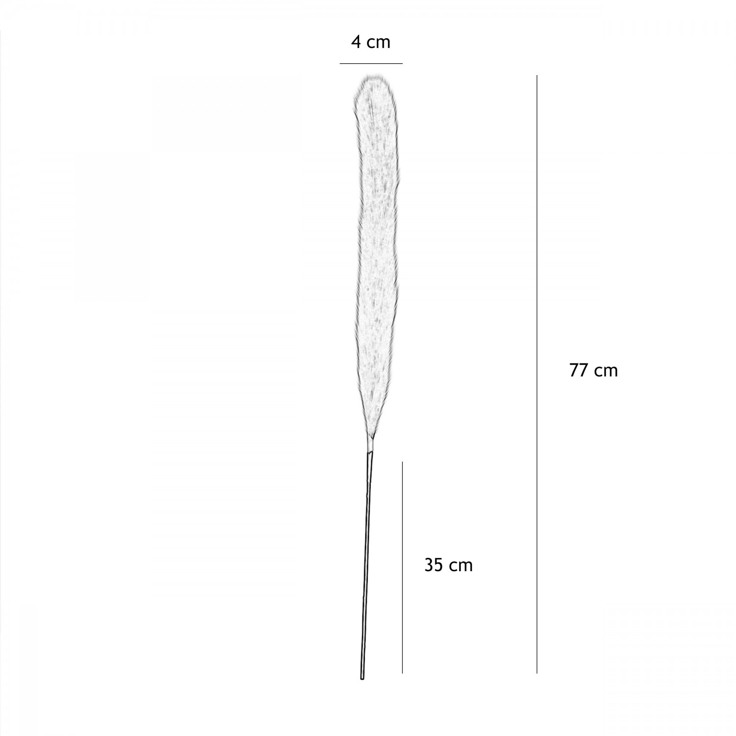 Plumeau artificiel orange 77cm lot de 4 graphique avec les dimensions