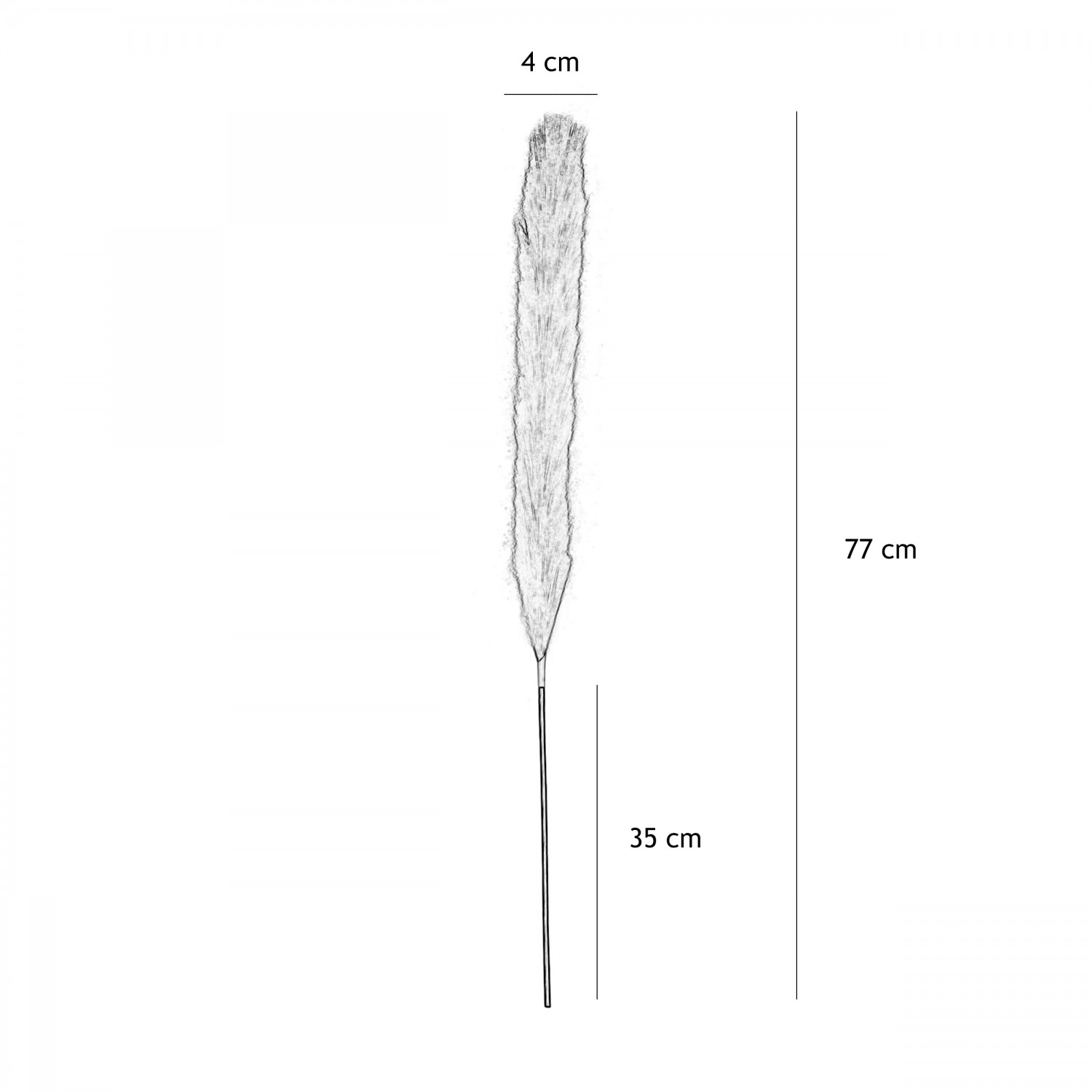 Plumeau artificiel corail 77cm lot de 4 graphique avec les dimensions