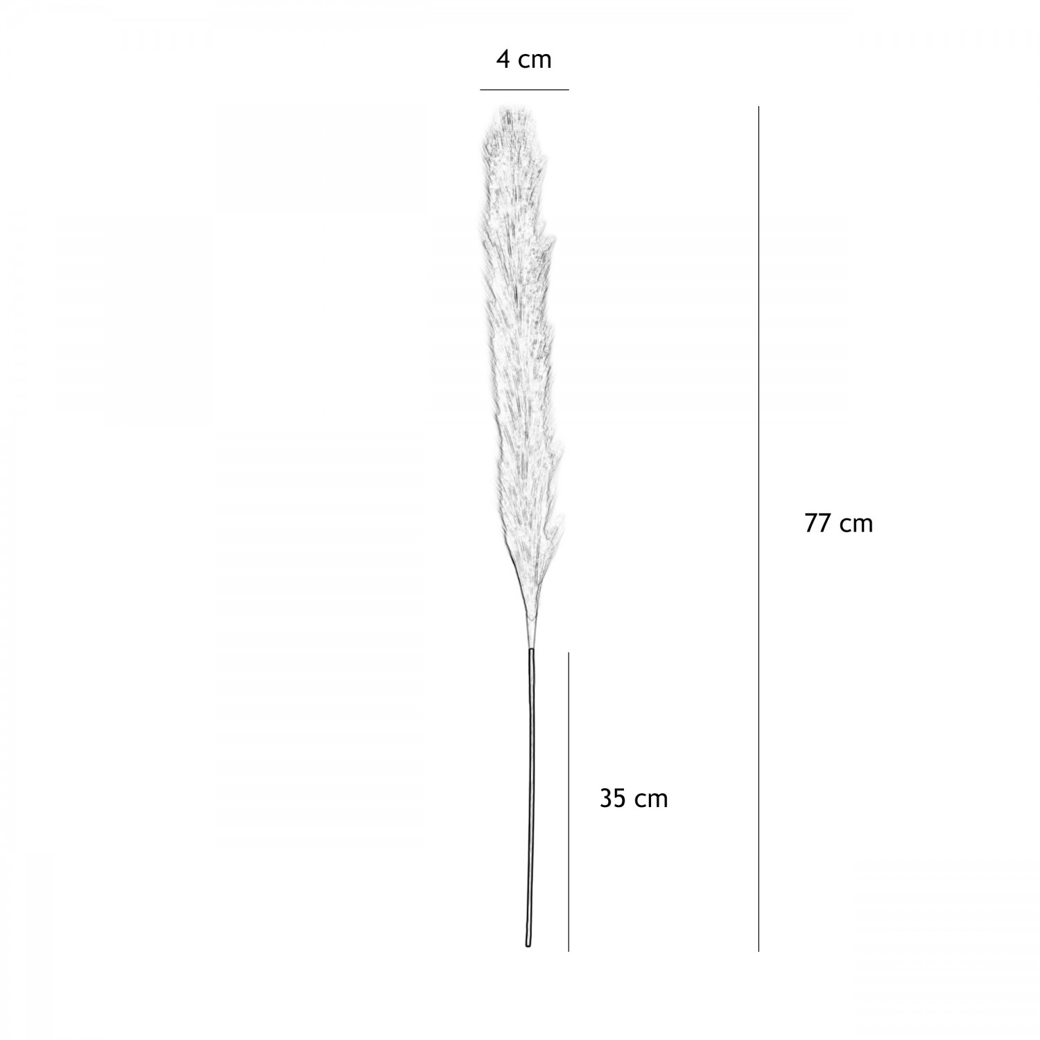 Plumeau artificiel vert olive 77cm lot de 4 graphique avec les dimensions