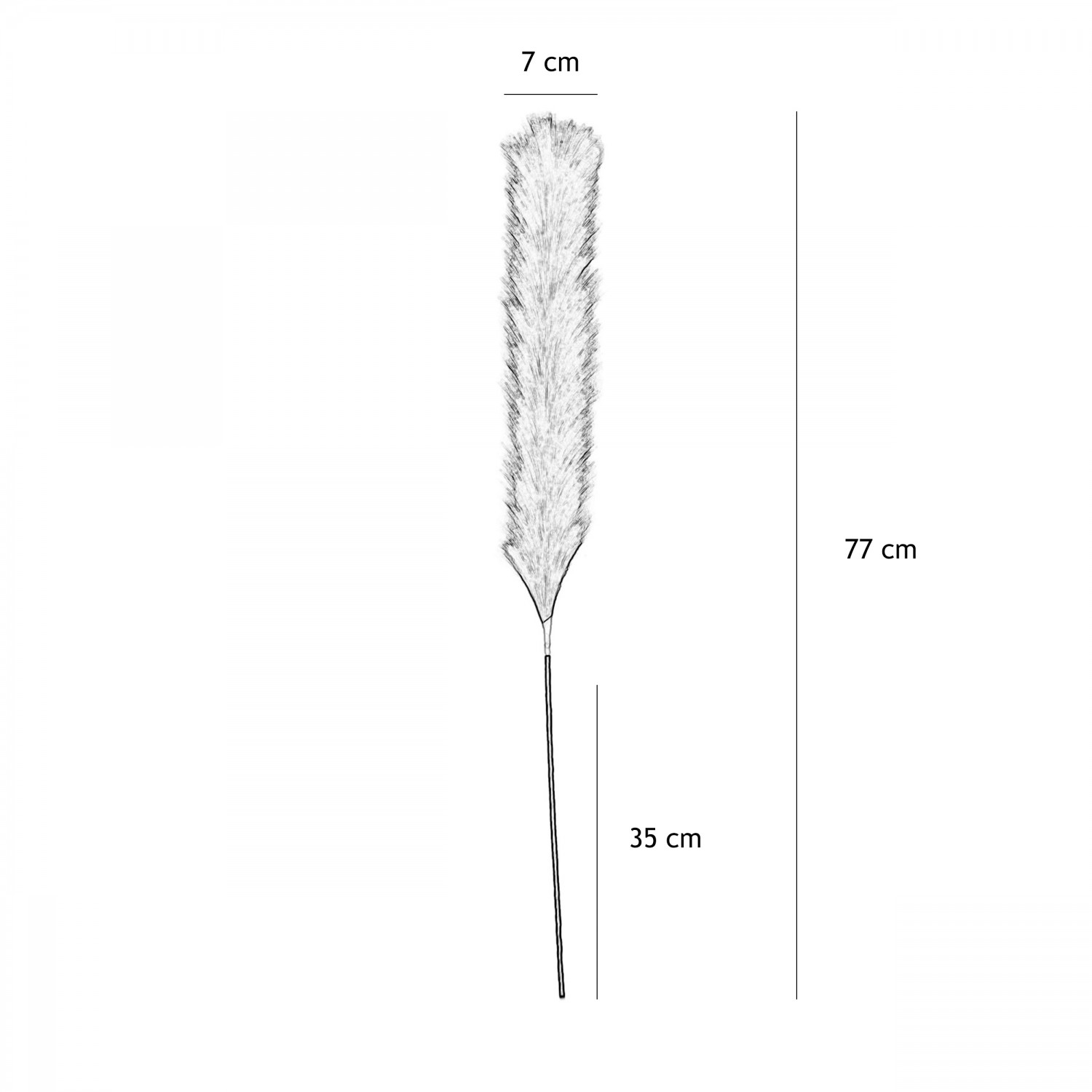 Plumeau artificiel terracotta 77cm lot de 3 graphique avec les dimensions