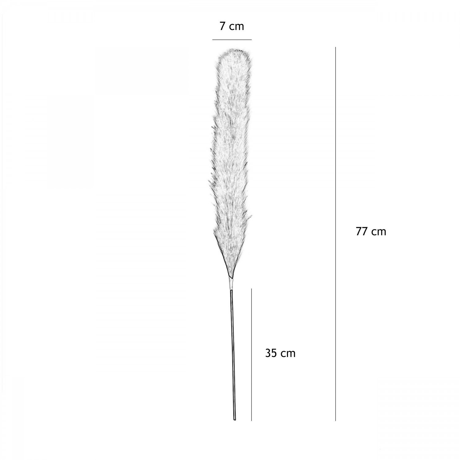 Plumeau artificiel brun 77cm lot de 3 graphique avec les dimensions