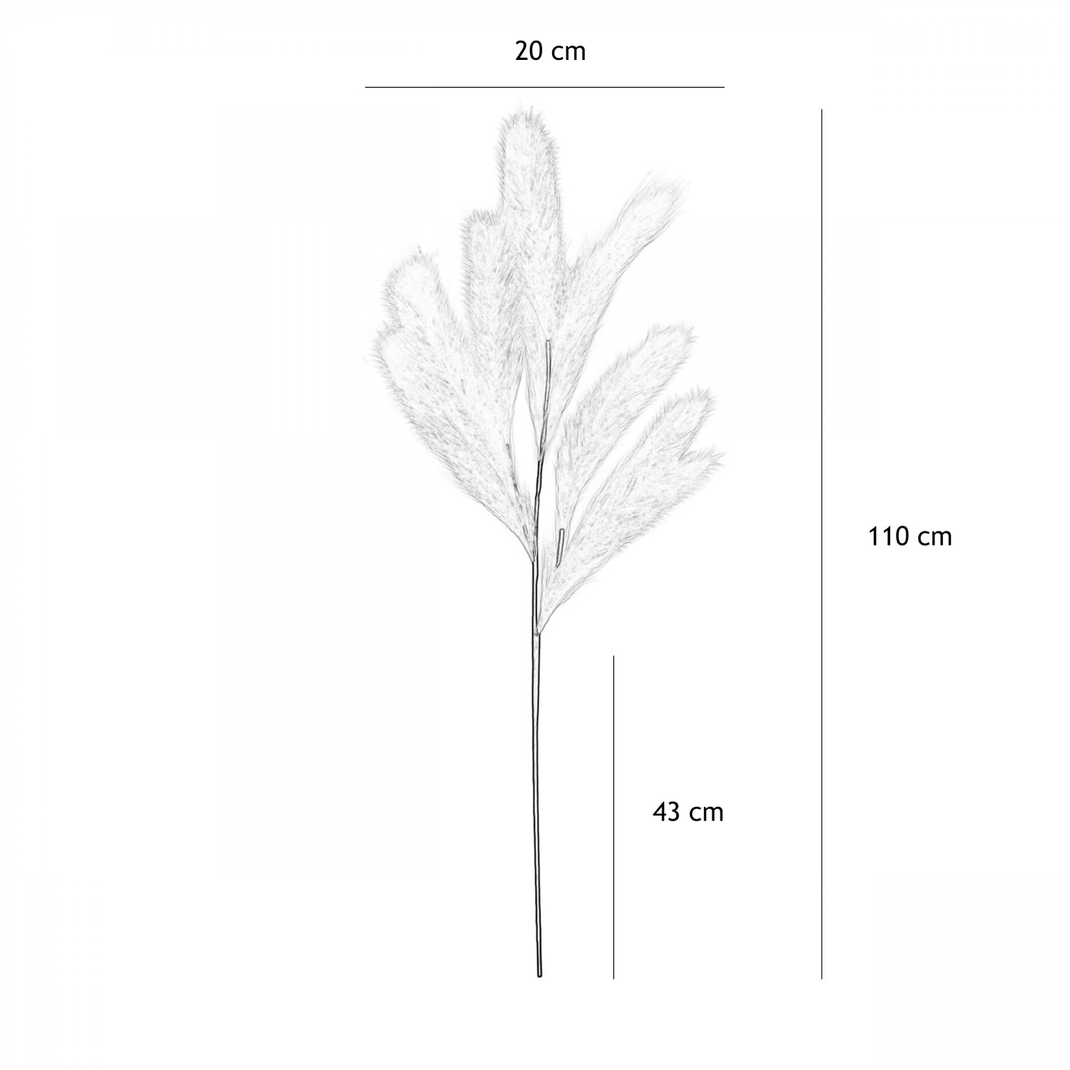 Plumeau artificiel rose 110cm lot de 3 graphique avec les dimensions