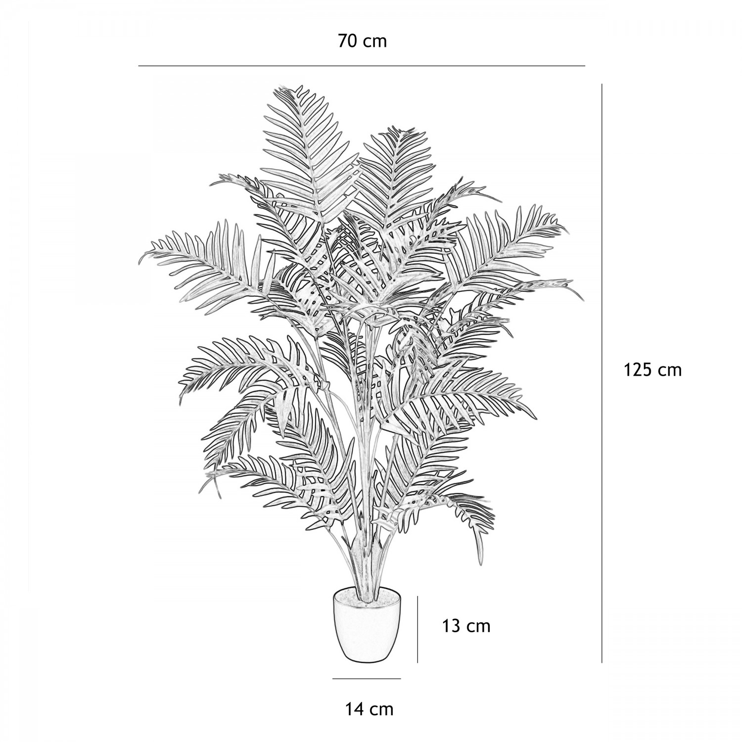 Palmier artificiel 125cm graphique avec les dimensions