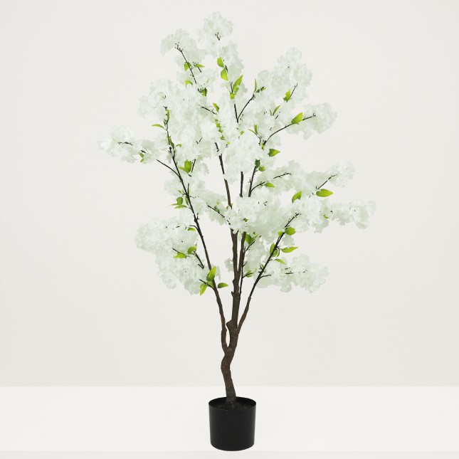 Cerisier artificiel blanc 130cm sur fond beige