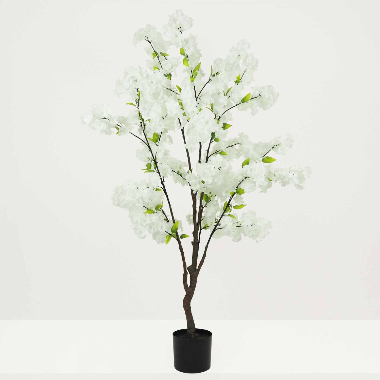Cerisier artificiel blanc 130cm sur fond beige