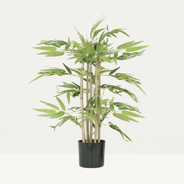 Bambou artificiel en pot 60cm sur fond beige