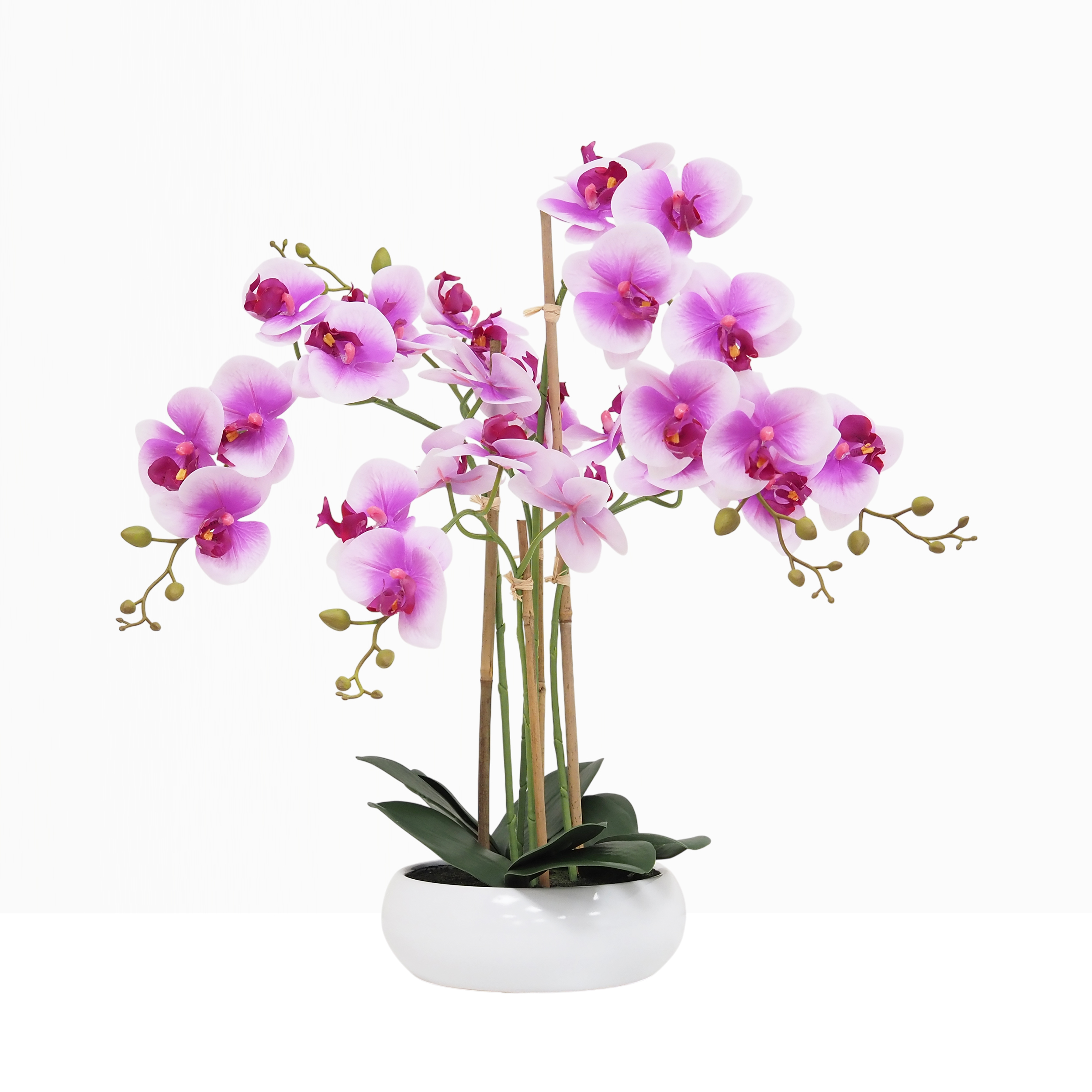 Orchidée artificielle 55 cm sur fond gris